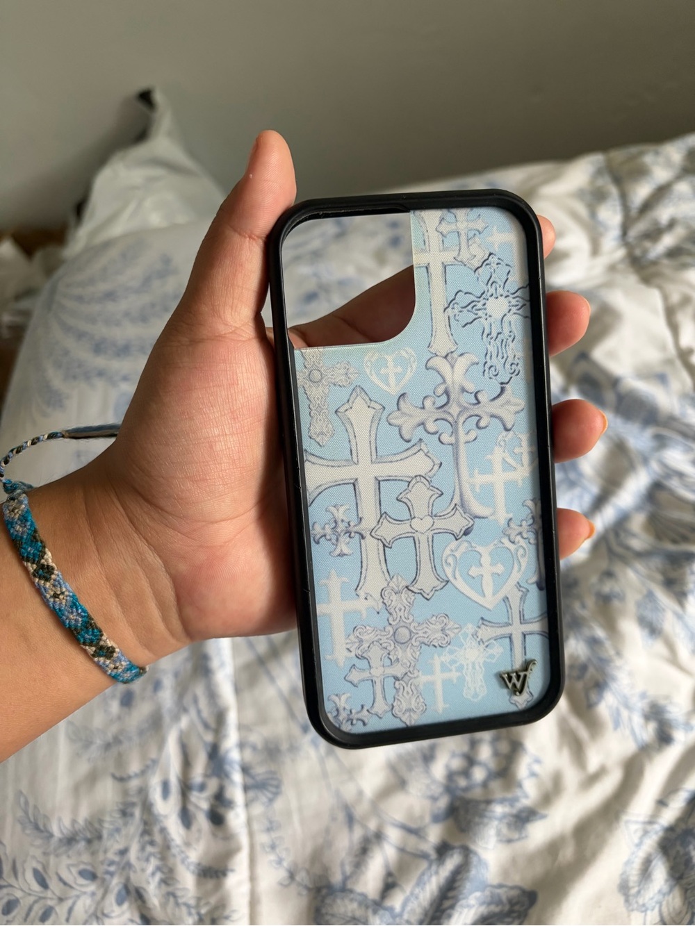 Wildflower Case Blue Cross Pattern Phone Case - Light Blue iPhone 15